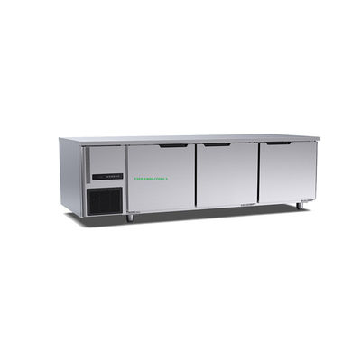 Dapur Hotel Komersial 460l 3 Pintu Di Bawah Meja Kulkas Bangku 220v Deep Freezer 1800 × 700 × 800mm