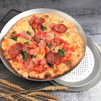 Baki Kue Aluminium Berlubang Bulat Keras Anodisa Baki Pizza Berlubang 16 Inch