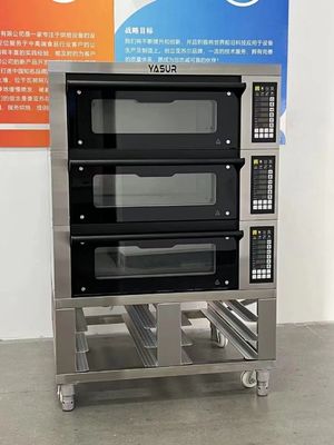 Yasur 9 Tray Bakery Deck Oven Elektrik 300c 40x60 3 Deck Bakery Oven