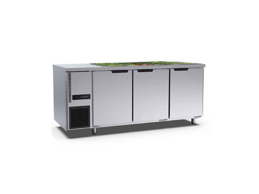 3 Pintu Freezer Tegak Komersial 1800 × 700 × 800mm Stainless Steel Untuk Bakery Hotel