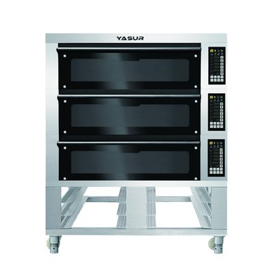 Yasur Electric 3 Deck 6 Tray Oven Untuk Baki 40X60cm, 11Kw Untuk Kue Roti Kue Dan Kue Pizza