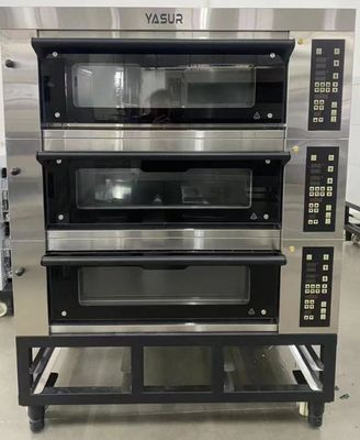 40x60 Asian Bakery Deck Oven 9 Tray 3 Deck Gas Oven Untuk Roti