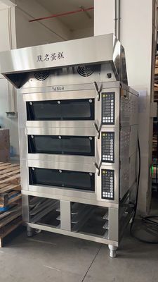 16.5kw 18x26 3 Deck Oven Kue Listrik 9 Nampan Oven Dek Komersial Dengan Uap