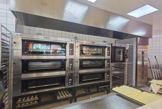 40x60 Asian Bakery Deck Oven 9 Tray 3 Deck Gas Oven Untuk Roti