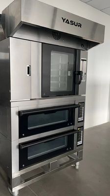 Oven Gas Konvensional Udara Panas Yasur Lima Baki AS 18 &quot;X26&quot; Roti Croissant Denmark Dan Oven Kue 9.5Kw, Dengan Uap