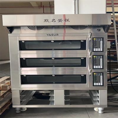 11kw Oven Dek Roti Kecil Eropa 6 Baki 3 Dek Pizza Oven 40X60cm