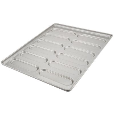 41055 Baja Aluminized Glazed Rounded End Hoagie Bun Pan Tray