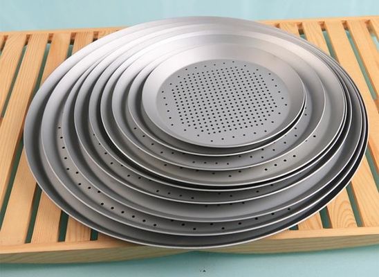 Baki Kue Aluminium Berlubang Bulat Keras Anodisa Baki Pizza Berlubang 16 Inch