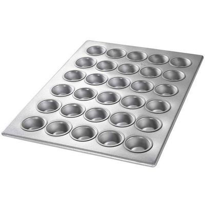 Baki Kue Aluminium Bergalur Perak Dalam Layanan Makanan Microwave NSF 26200 Paduan Mini Bundt Cake Pans